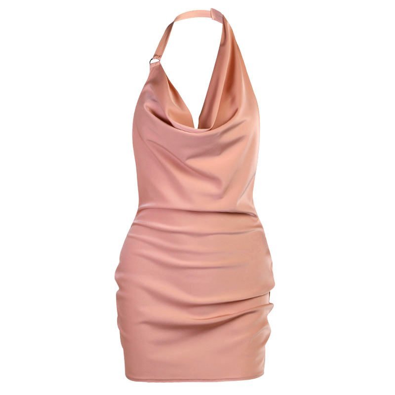 Satin Party Dress V Neck Backless Mini Sleeveless Summer Party Dress - Image 10