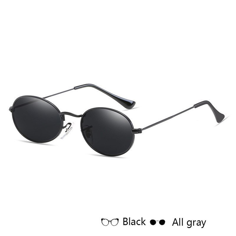 Fashion Women Sunglasses Famous Oval Sun Glasses Luxury Brand Metal Round Frames Black Small Cheap Eyewear - Image 3