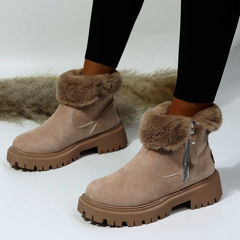 Thick Plush Snow Boots Women Faux Suede Non-slip Winter Shoes - Image 5