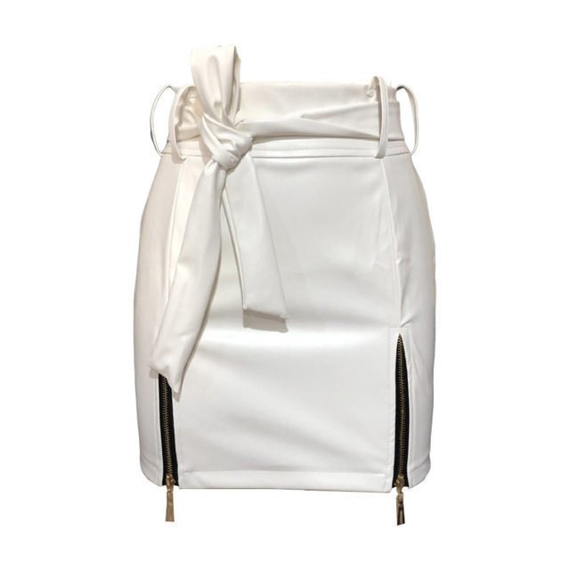 Women Bandage PU Leather Skirt Ladies Short Mini Skirts - Image 6