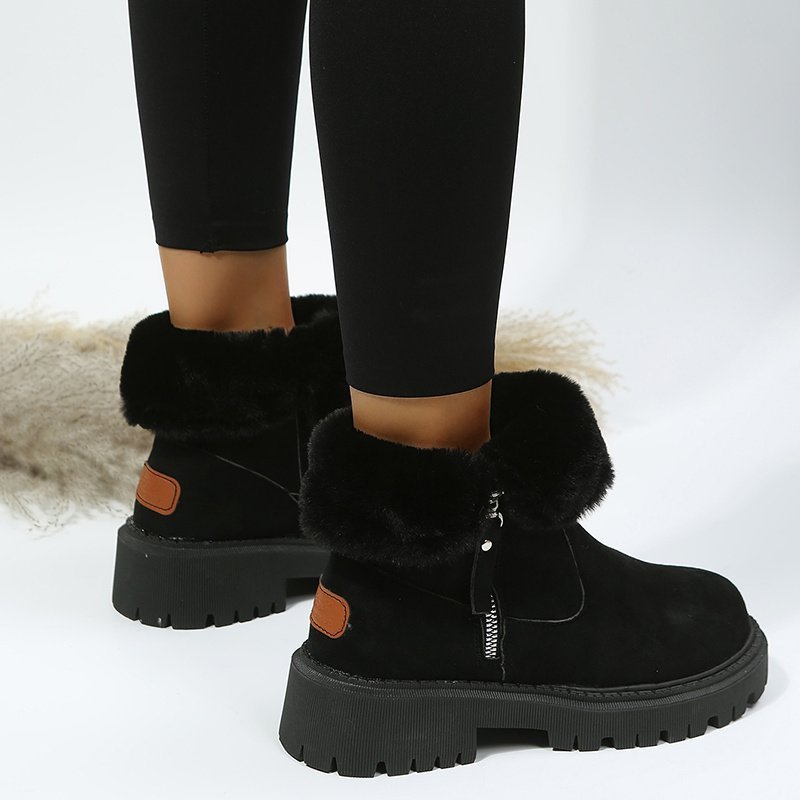 Thick Plush Snow Boots Women Faux Suede Non-slip Winter Shoes - Image 4