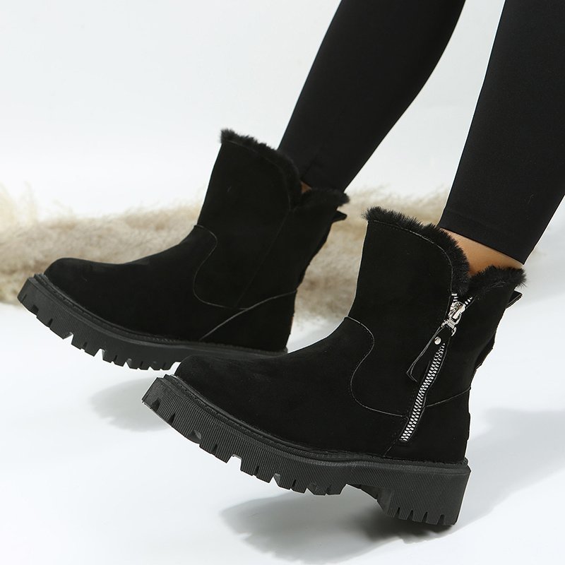 Thick Plush Snow Boots Women Faux Suede Non-slip Winter Shoes - Image 3