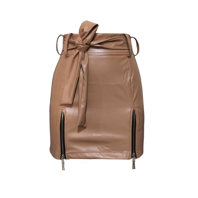 Women Bandage PU Leather Skirt Ladies Short Mini Skirts - Image 5