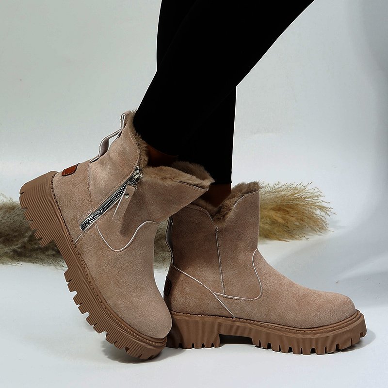 Thick Plush Snow Boots Women Faux Suede Non-slip Winter Shoes - Image 2